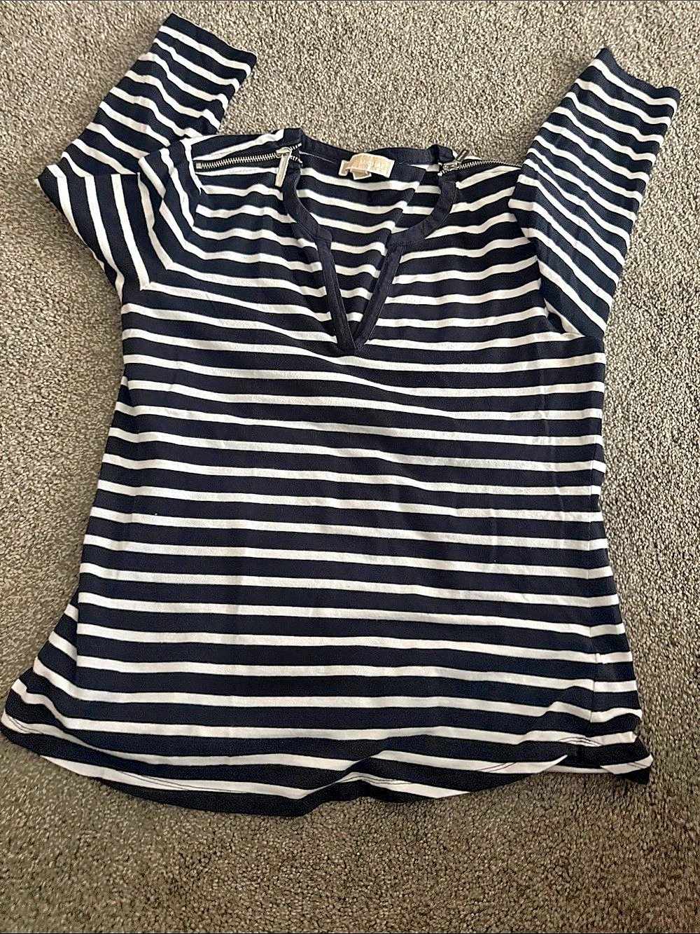 Michael Kors Striped Long Sleeve Top in Black & White Like New